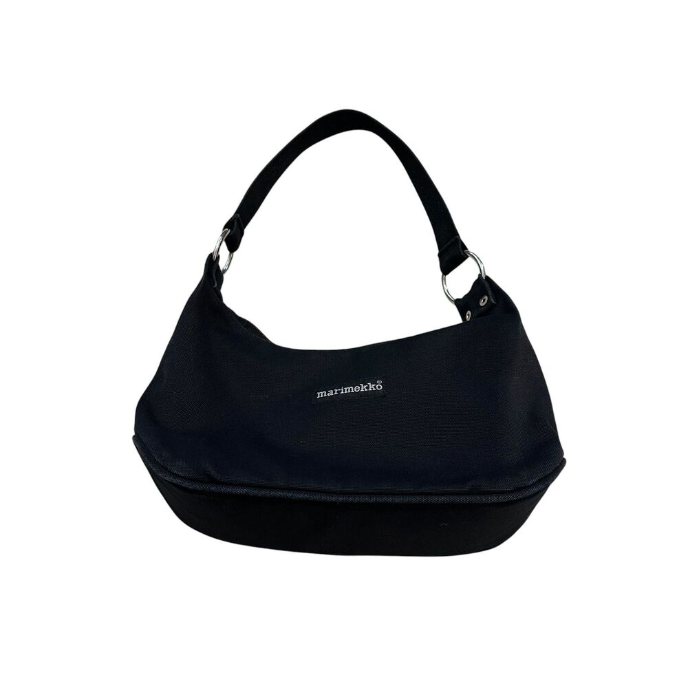Vintage Marimekko Cotton Canvas Shoulder Bag in Black